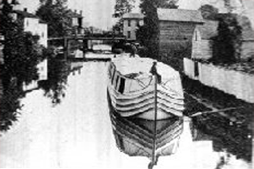 Drawing of a boat at the dock near Conneaut Outlook and Conneaut Marsh area in what is now known as Conneaut Lake, PA.